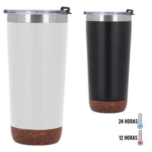 termos blanco y negro para café con tapa