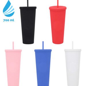 Vaso de plástico para personalizar con tapa y popote