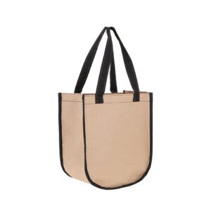 Bolsa ecológica de cartón cosida y laminada con asa de non woven.