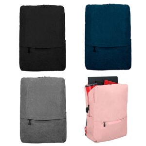 Mochila con compartimento principal, porta laptop de 18", 2 bolsas frontales, 2 bolsas laterales, puerto de carga USB, asa superior, carry on y respaldo acojinado.
