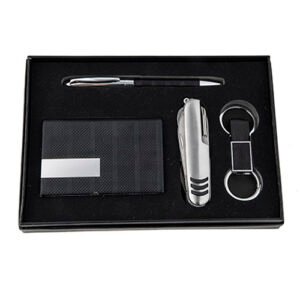 kit de regalo corporativo para ejecutivo con tarjetero, navaja, llavero y pluma